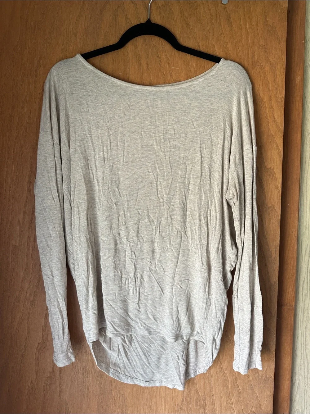 miami Light Gray Long Sleeve Boatneck Top